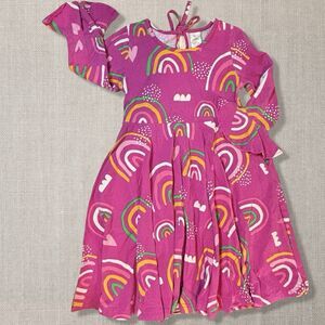 Eleanor Rose Purple Rainbow Dress Girls Size 8 Bell Sleeve Twirl Dress